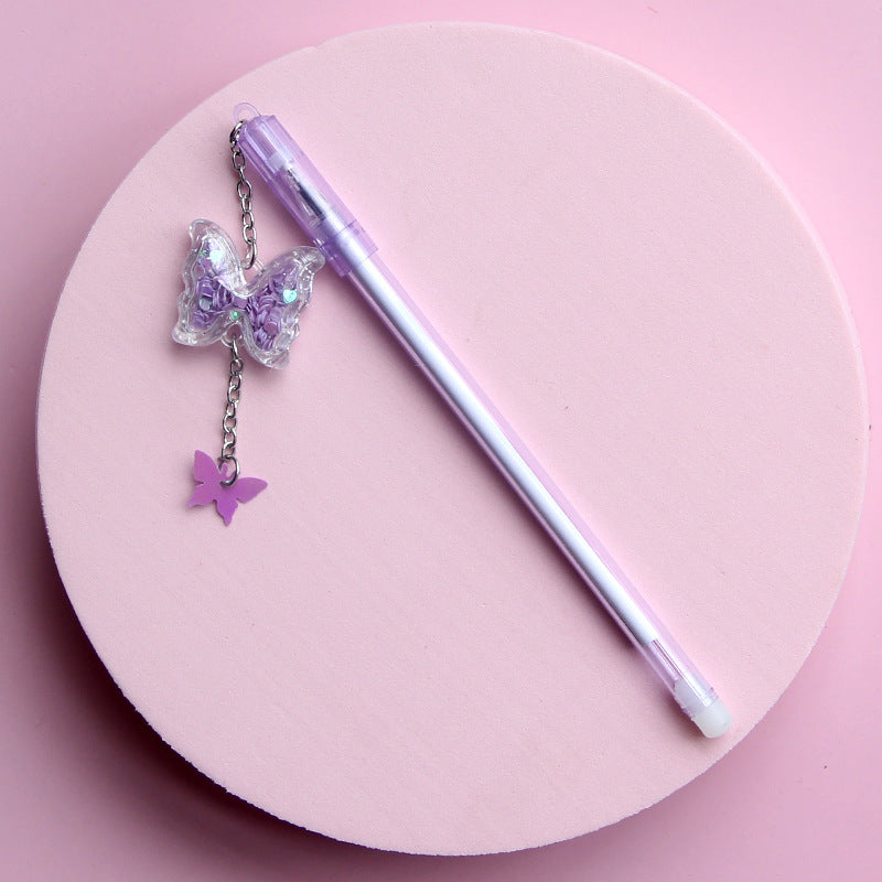 Korean Style Butterfly Pendant Gel Pen – Cute Student Ballpoint for Exam & Gift