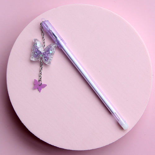 Korean Style Butterfly Pendant Gel Pen – Cute Student Ballpoint for Exam & Gift