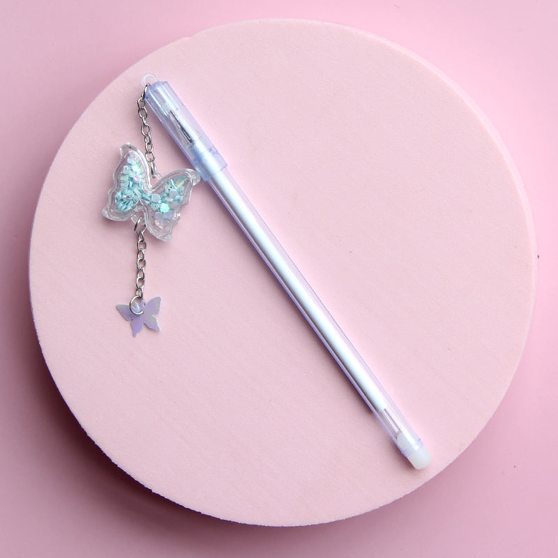 Korean Style Butterfly Pendant Gel Pen – Cute Student Ballpoint for Exam & Gift