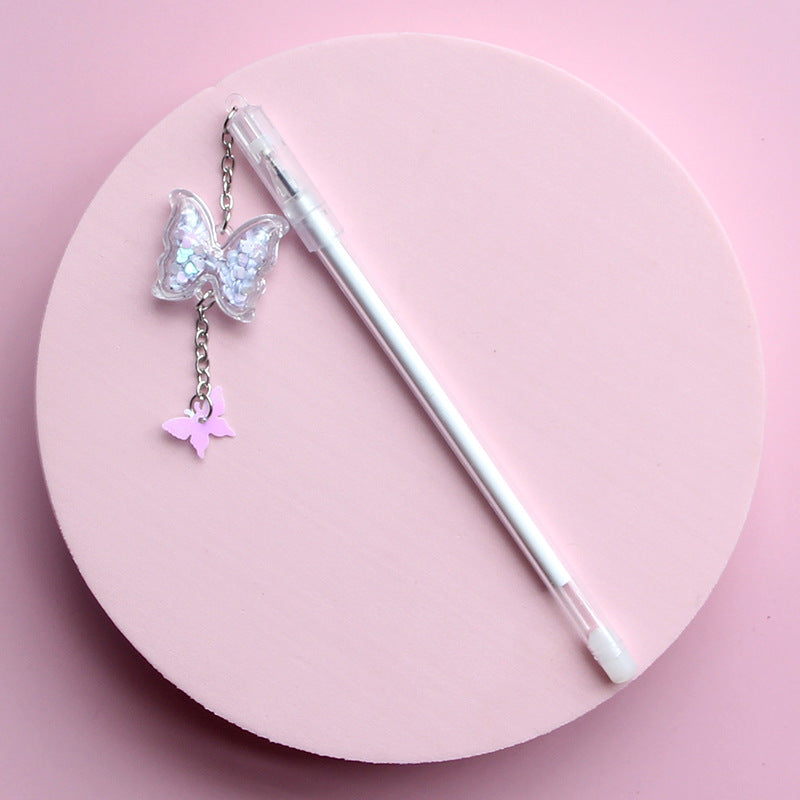 Korean Style Butterfly Pendant Gel Pen – Cute Student Ballpoint for Exam & Gift