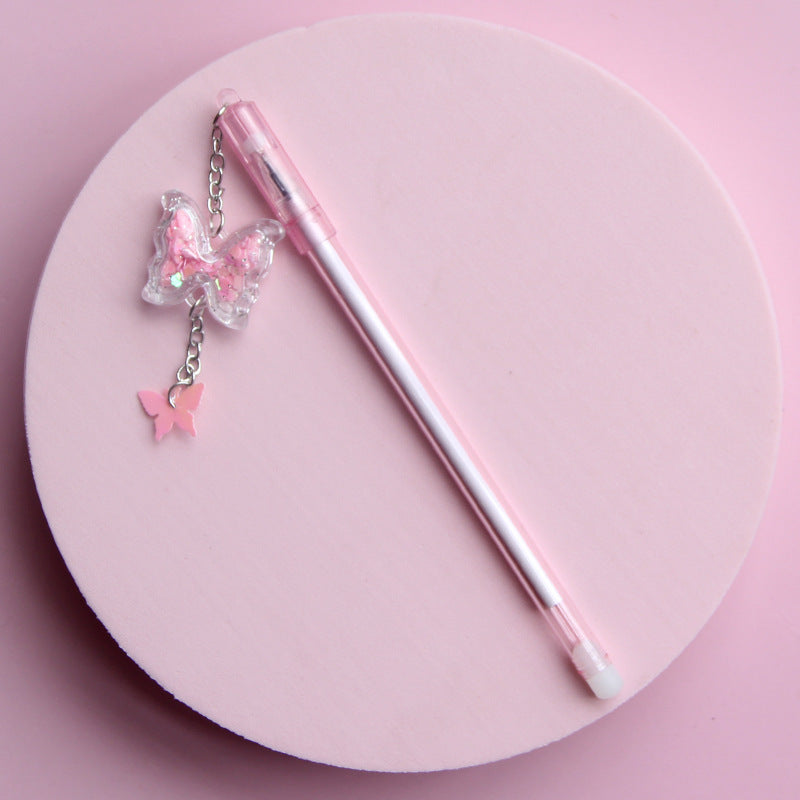 Korean Style Butterfly Pendant Gel Pen – Cute Student Ballpoint for Exam & Gift