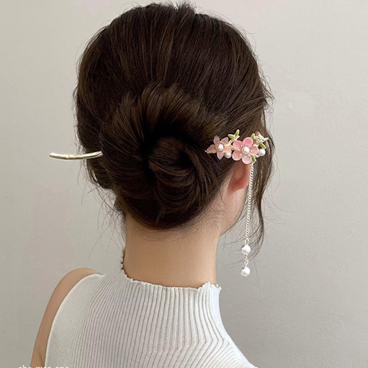 Handcrafted Chinese-Style Hairpin – Elegant Floral Hair Stick for Women & Girls