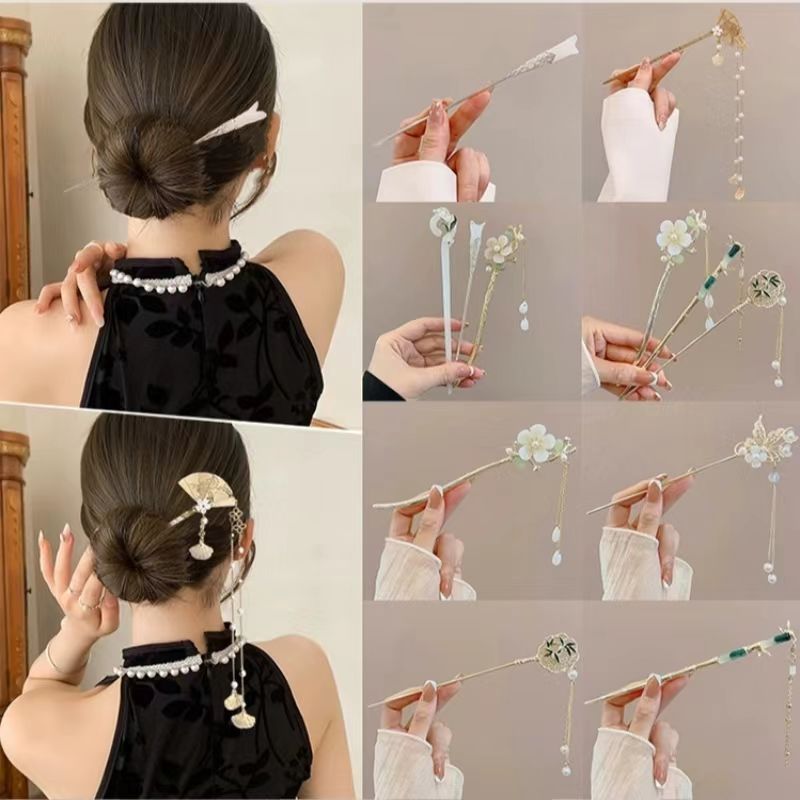 Handcrafted Chinese-Style Hairpin – Elegant Floral Hair Stick for Women & Girls